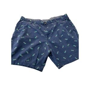 🍍 VIBRANT Tropical Pineapple Chino Shorts Size 40 Navy Neon Green Summer Vibes!